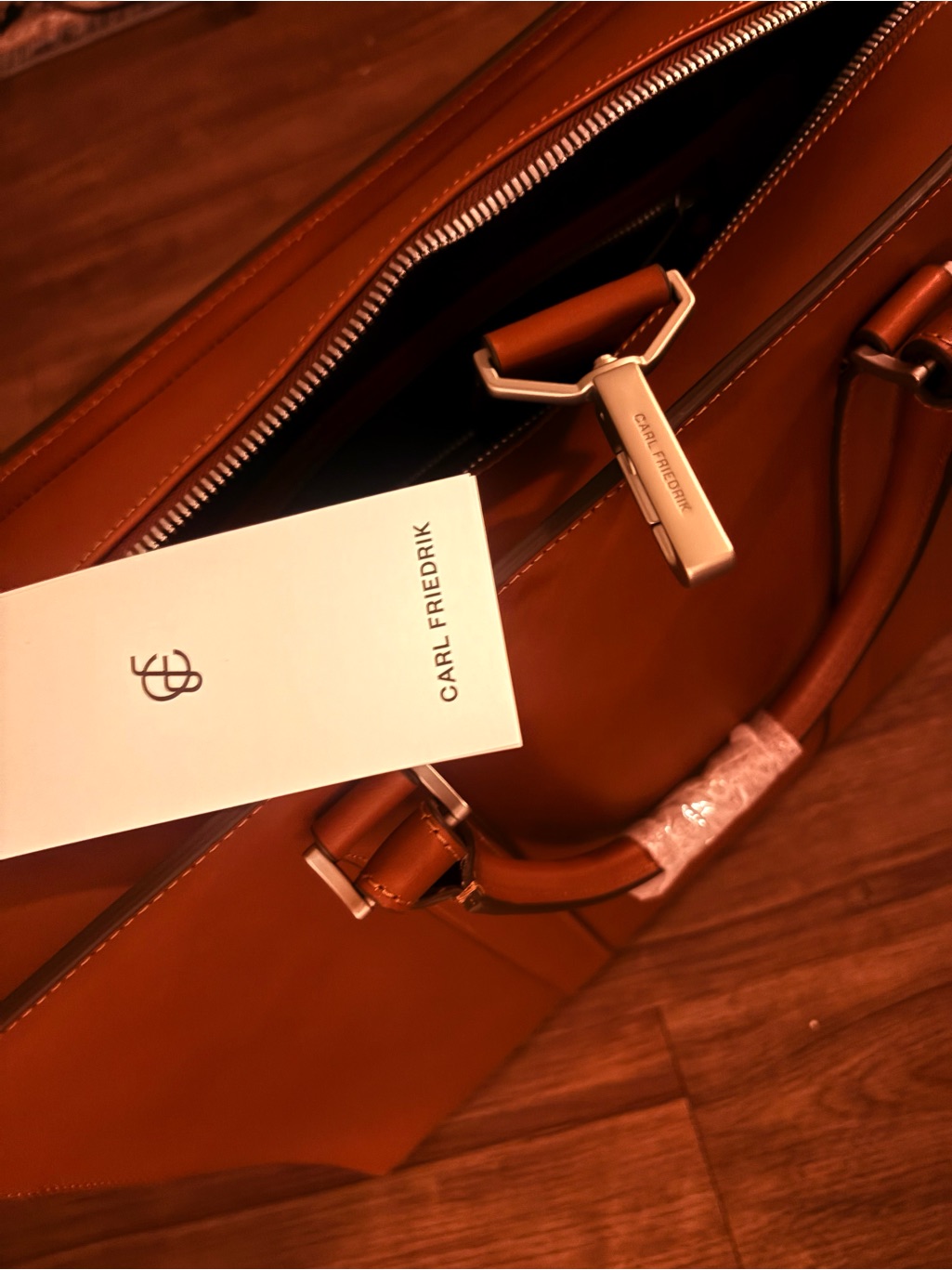 Authentic Carl Friedrik Overnight New With Tags! Open Box- Cognac — image 6 of 8